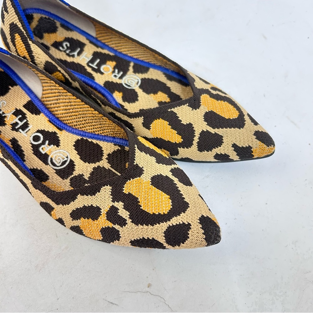 Rothy's The Point Big Cat Flats Pointed Toe Leopa… - image 5